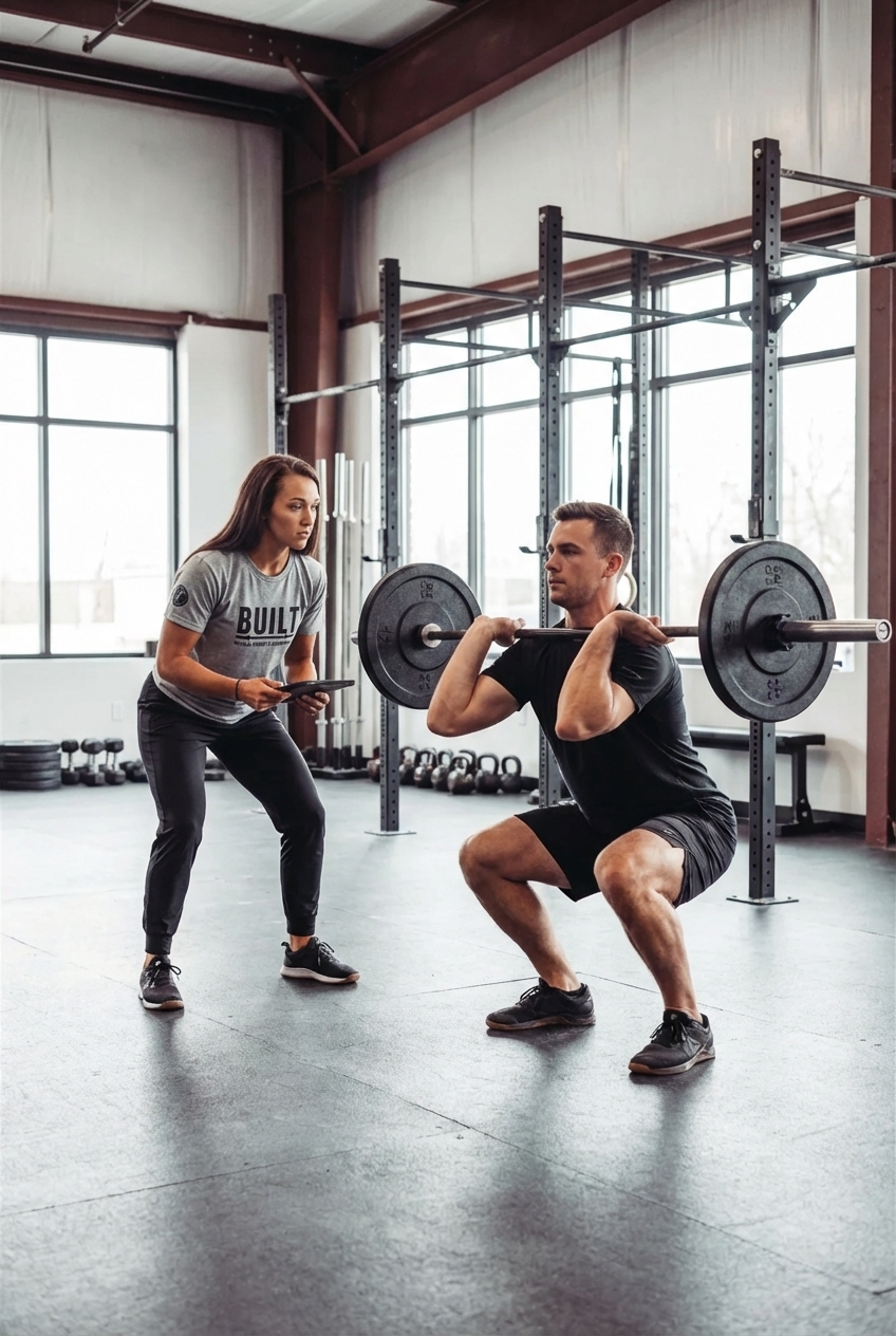 Patient working with a provider at a CrossFit physical therapy clinic in Valparaiso